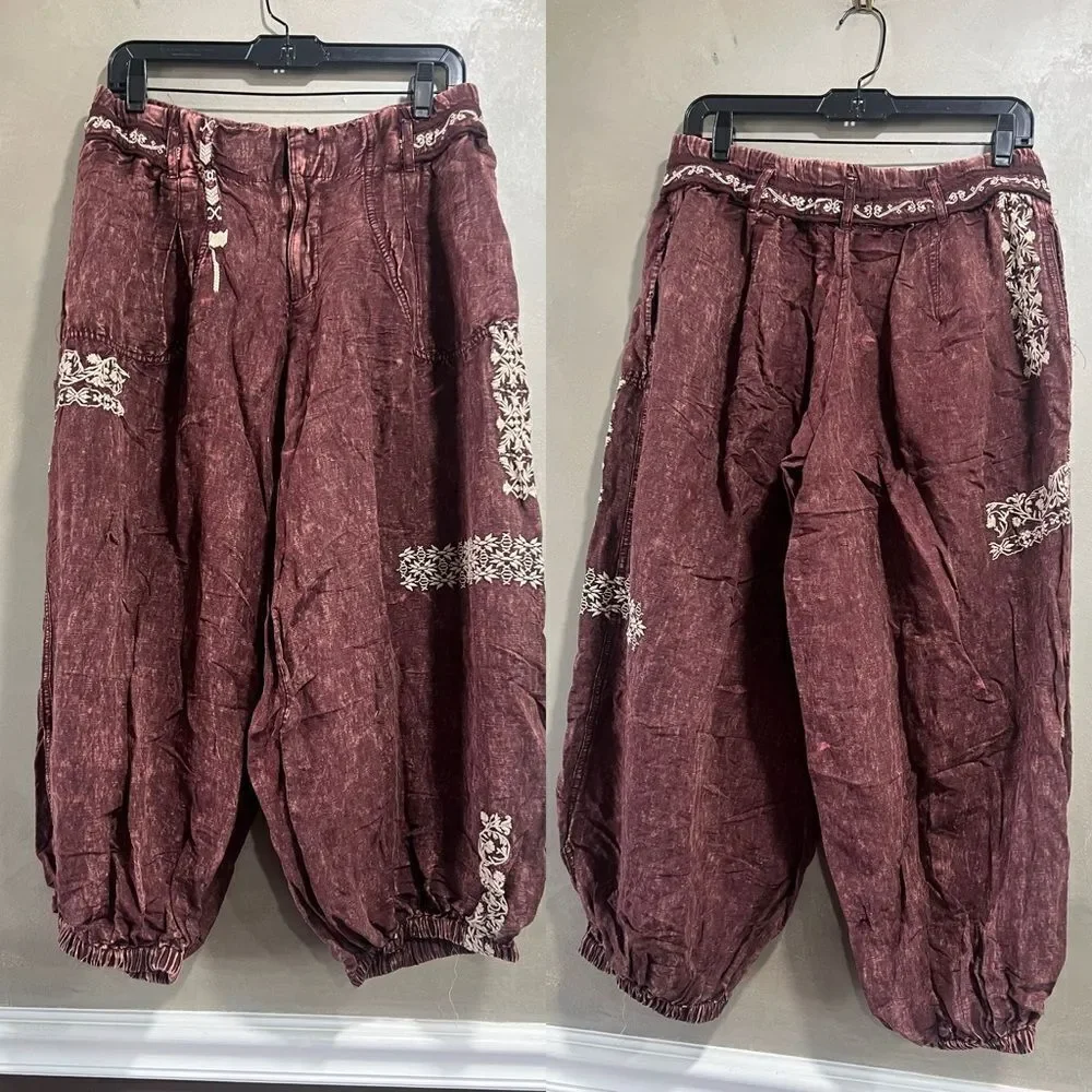 Anthropologie Embroidered Parachute Pants - Picture 4 of 9